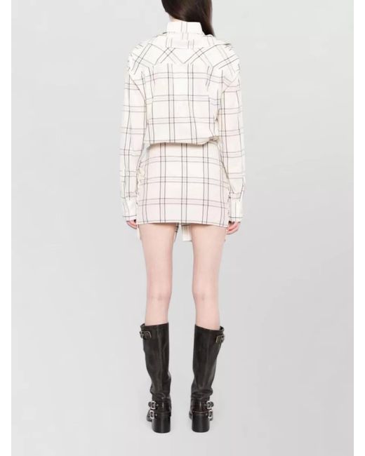 The Attico Natural Knee Length Dress Checkered Pattern