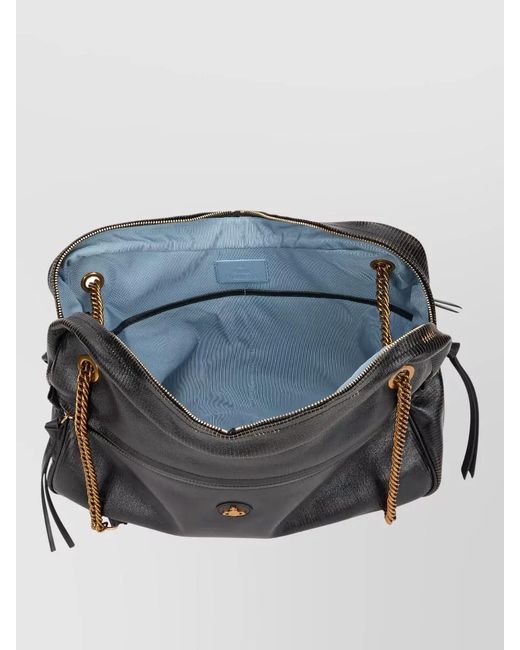 Vivienne Westwood Black Dolce Leather Tote Shoulder Bag