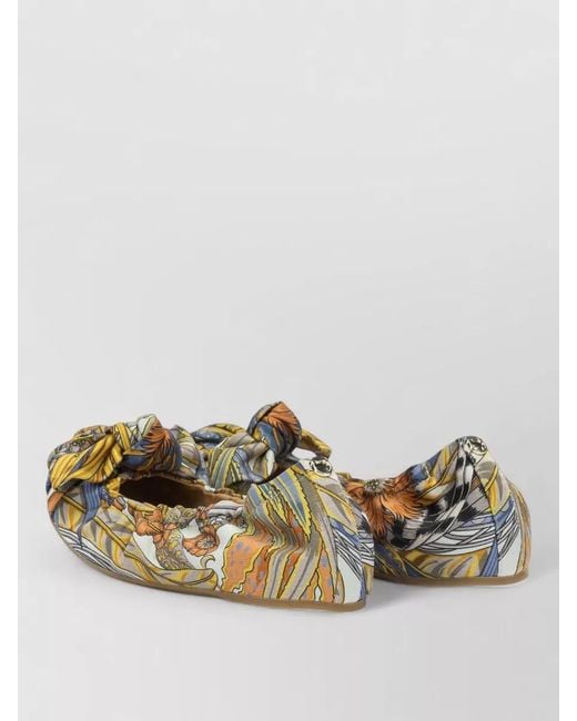 Ferragamo Multicolor Ballerina Shoes Bow Detail Elastic Trim