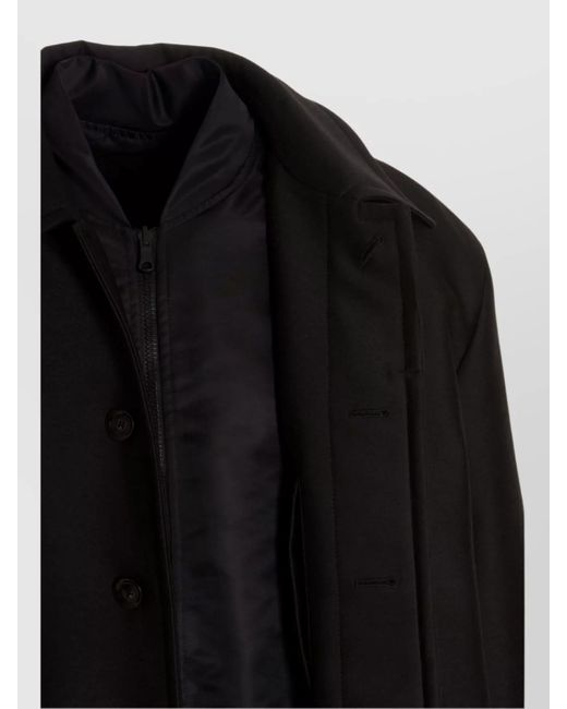 Valentino Garavani Black Reversible Long Single Breasted Coat for men
