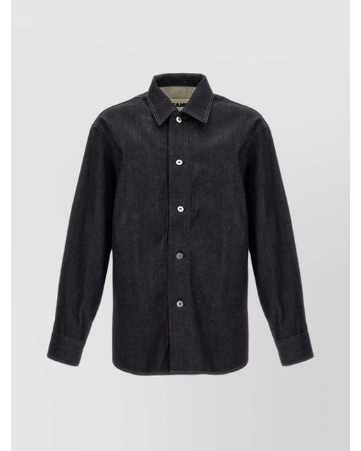 Jil Sander Blue Denim Long-Sleeve Shirt for men