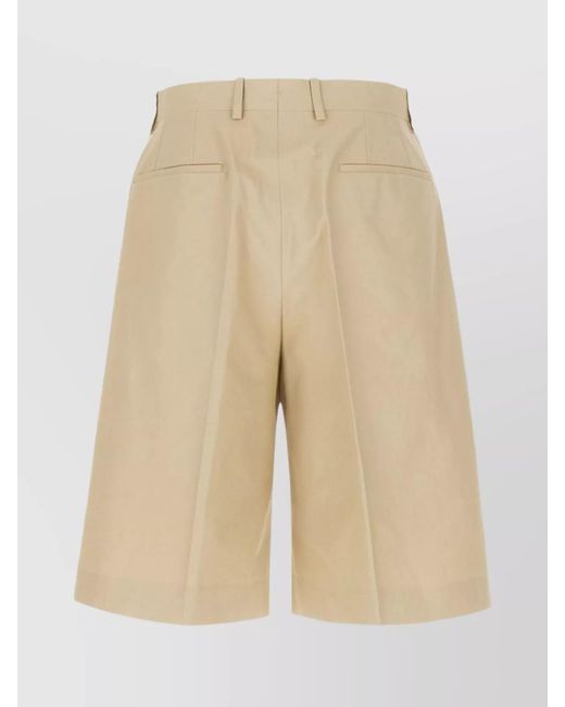 Ferragamo Natural Cotton Pleated Tailored Bermuda Shorts for men