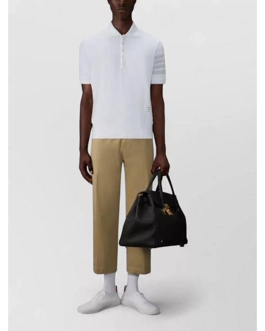 Thom Browne White Cotton Piqué Polo Shirt for men