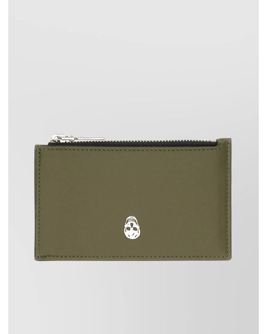 McQueen Green Leather Card Holder for men