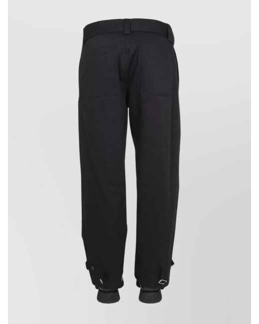McQueen Black Cotton Tapered Cargo Trousers for men