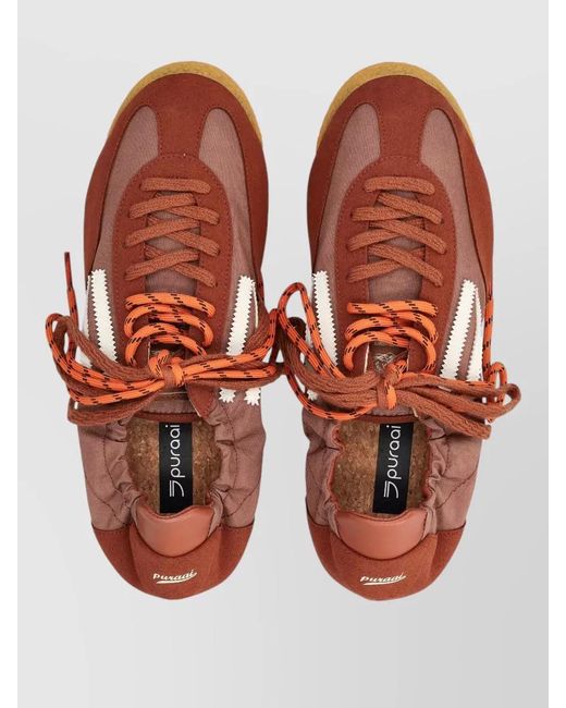 PURAAI Brown Panther Sneakers Contrasting Sole Textured Outsole