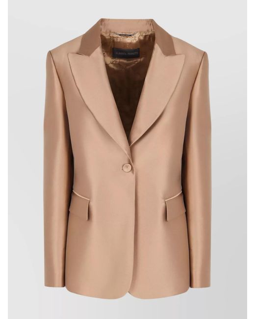 Alberta Ferretti Natural Silk Satin Blazer