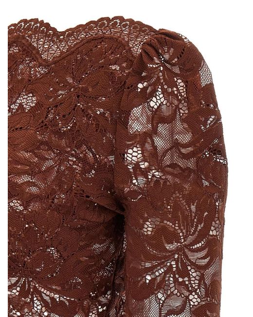 Rabanne Brown Lace Cropped Blouse