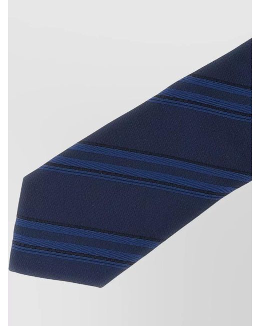 Brunello Cucinelli Blue Striped Arrow Tip Pure Silk Tie for men