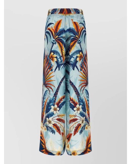 F.R.S For Restless Sleepers Blue Ecuba Tropical Print Wide Leg Pants