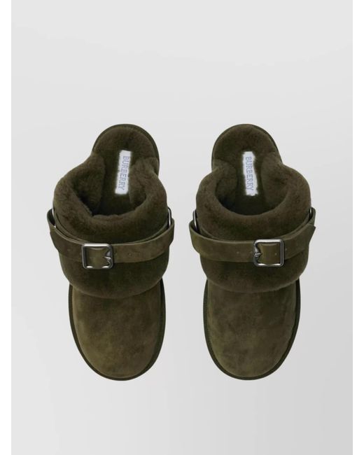 Burberry Green Shearling Suede Slippers for men