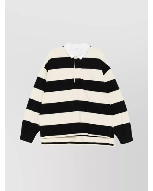 McQueen White Striped Oversized Cotton Polo Shirt for men