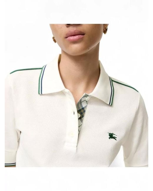Burberry White Check Cotton Pique Slim Fit Polo