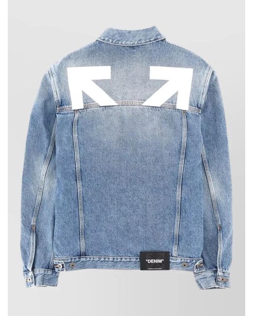 Off-White c/o Virgil Abloh Blue Denim Printed Jacket for men