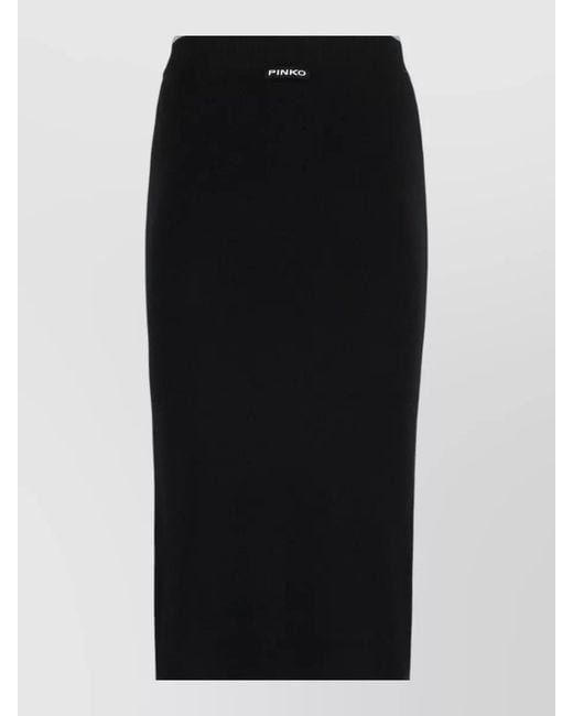 Pinko Black Nuova Guinea Ribbed Knit Midi Skirt