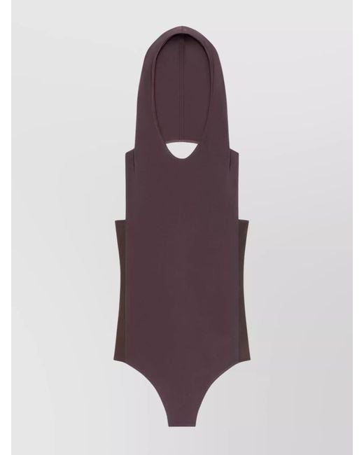 Courreges Purple Sleeveless Hooded Bodysuit