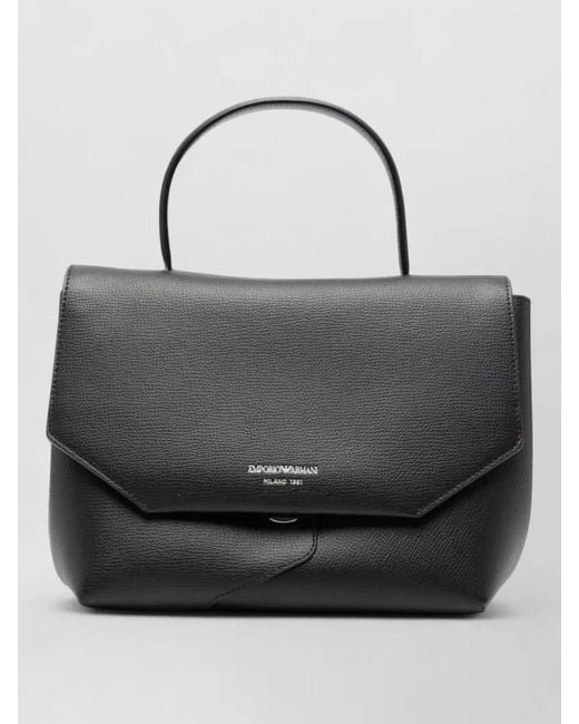 Emporio Armani Black Medium Leather Shoulder Bag Top Handle Strap