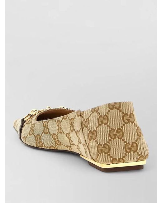 Gucci Natural Vittoria Gg Fabric Loafers Horsebit Detail