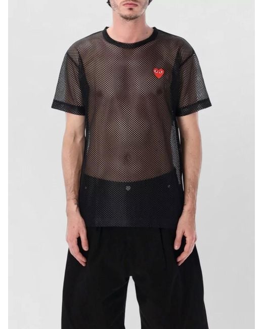 COMME DES GARÇONS PLAY Black Heart Mesh T-Shirt Crew Neck Short Sleeves for men
