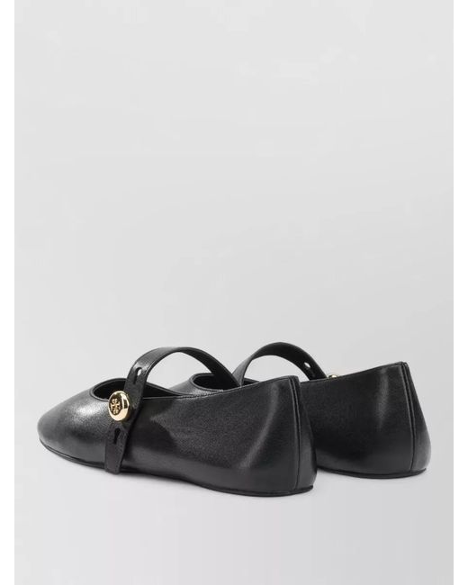 Tory Burch Black Leather Ballerina Flats