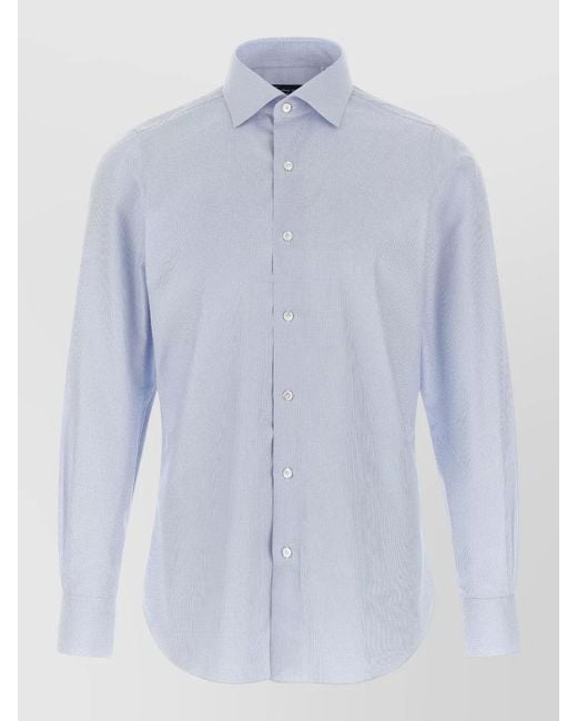 Finamore 1925 Blue Napoli Button Down Collar Gingham Shirt for men