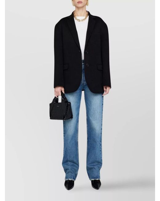 Anine Bing Black Cashmere Wool Oversized Single-Breasted Blazer