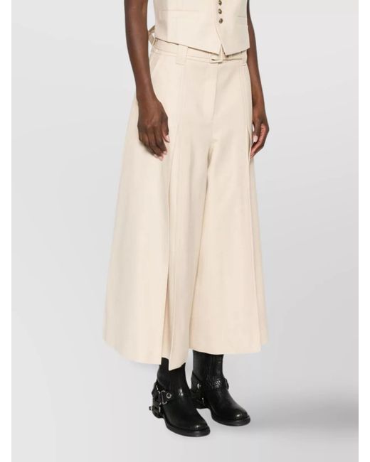 Zimmermann Natural Wool Pleated Wide-Leg Trousers