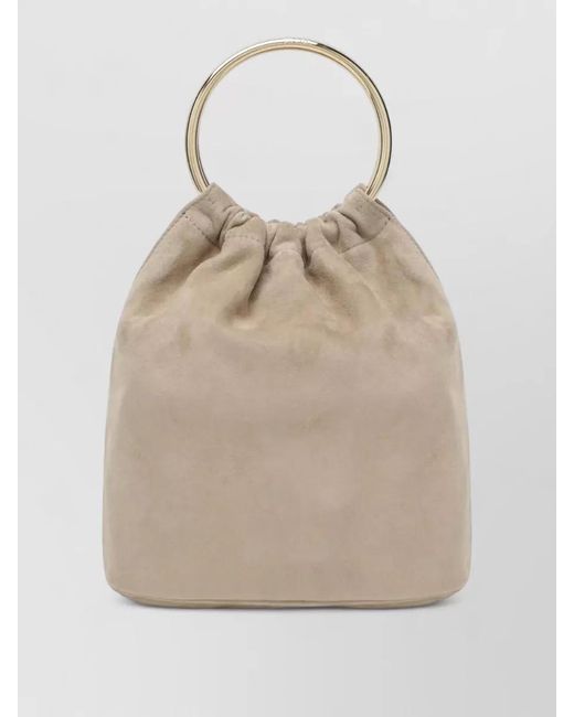 Prada Natural Bucket Bag Circular Handle Suede Finish
