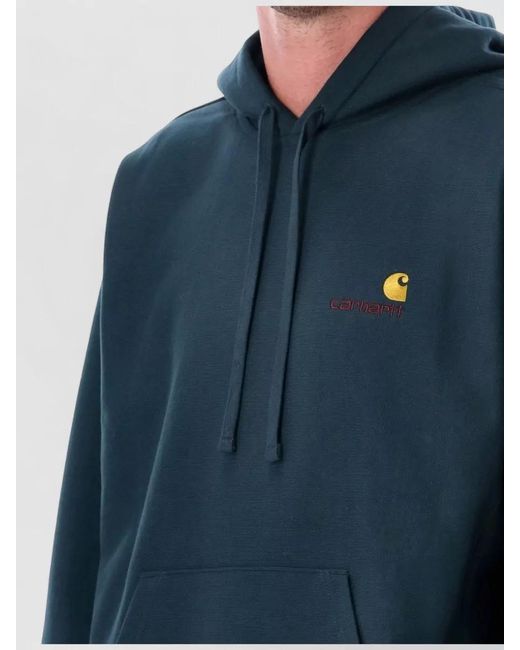 Carhartt Blue Hooded American Script Cotton Blend Sweater for men