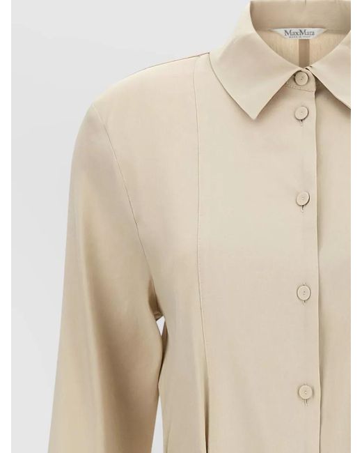 Max Mara Natural Nordica Coat Belted Waist Collared Neck