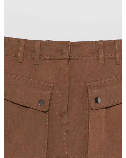 ANDAMANE Brown Cotton Cargo Mini Skirt