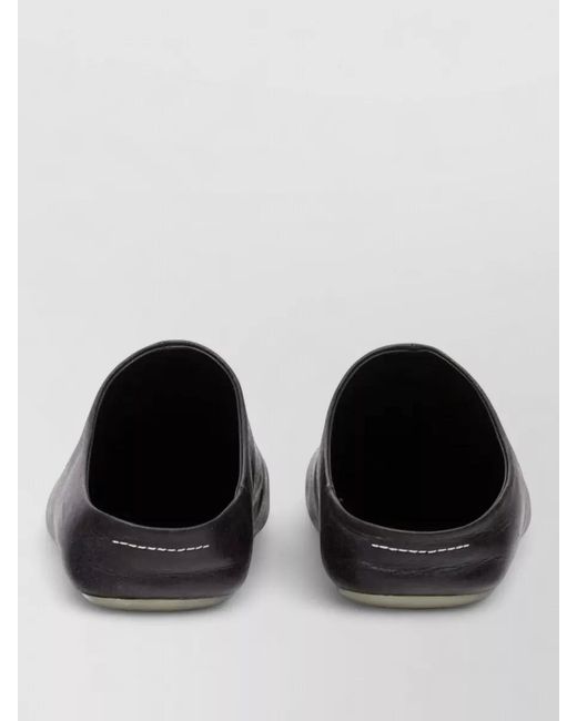 MM6 by Maison Margiela Gray Backless Calfskin Square Toe Flat Loafers for men