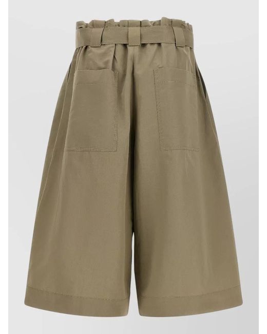 Brunello Cucinelli Green Pleated Bermuda Shorts Belted Waist Pockets