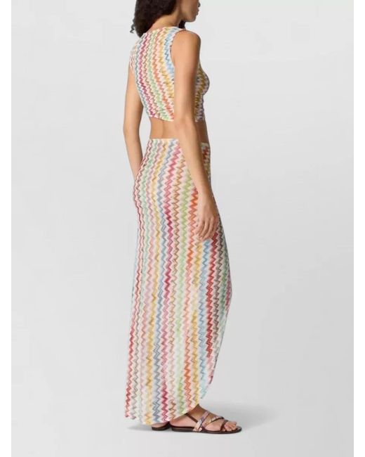 Missoni White Cropped Top Set High Waist Skirt