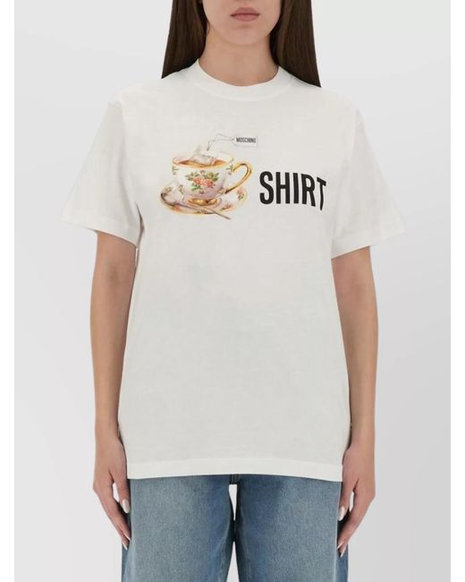 Moschino Gray Printed Cotton Regular-Fit T-Shirt