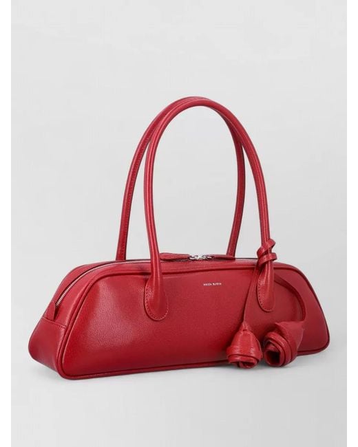 Magda Butrym Red Brigitte Trapeze Shoulder Bag Flower Charm