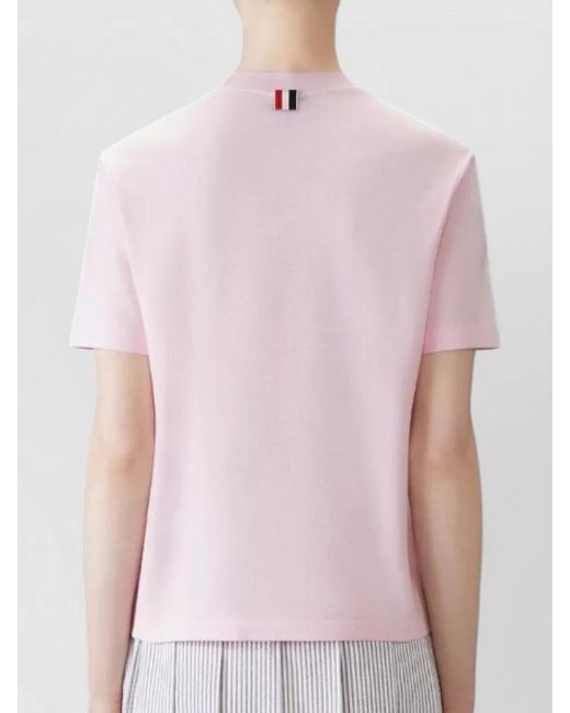Thom Browne Pink Striped Cotton Short-Sleeve T-Shirt