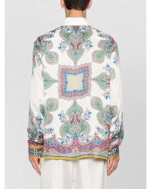 Etro Gray Paisley Long Sleeve Shirt Buttoned Cuffs for men