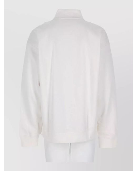 HUGO White Relaxed Fit T Shirt High Collar Long Sleeves for men
