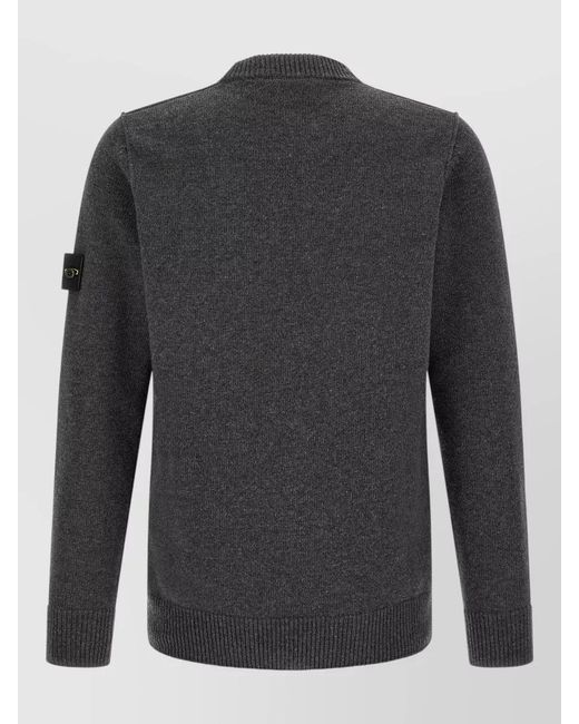 Stone Island Gray Ribbed Wool Crew Neck Jumper for men