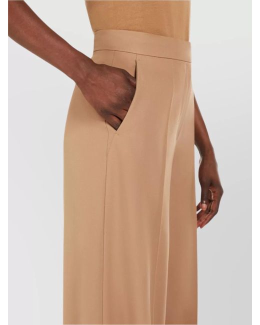Max Mara Natural Virgin Wool High-Rise Wide-Leg Trousers
