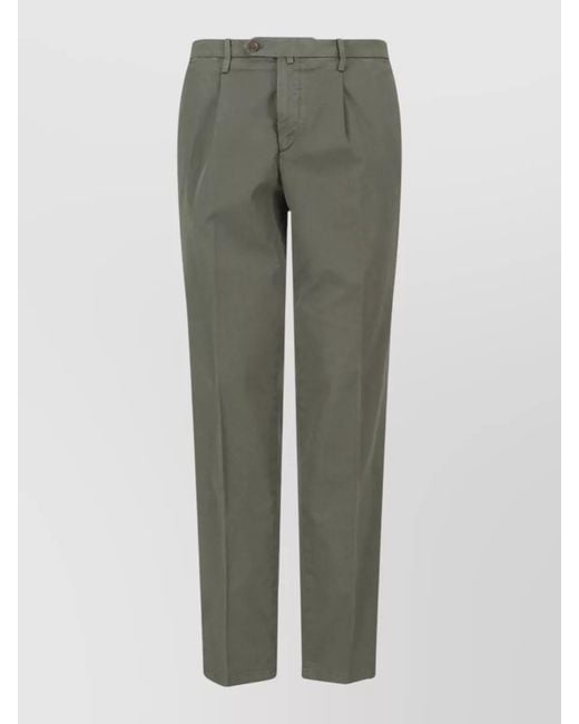 Briglia 1949 Green Tailored Pants Straight Cut Back Pockets Belt Loops for men
