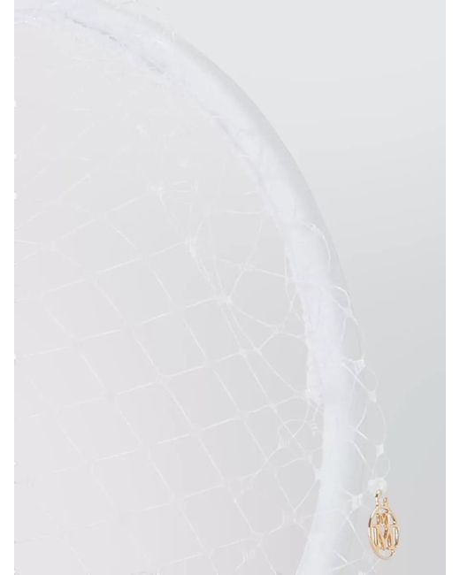 Maison Michel White Mesh Rhinestone Headband