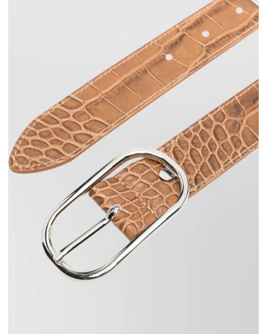 Herskind Pink Crocodile Embossed Leather Belt
