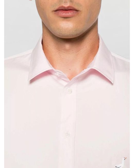Moschino Pink Regular Fit Long Sleeve Silk Blend Shirt for men