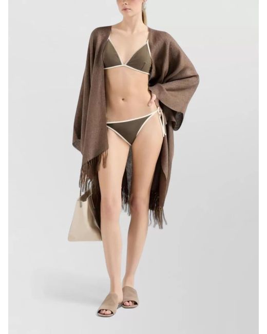 Brunello Cucinelli Gray Bikini Set Triangle Top Tie Side