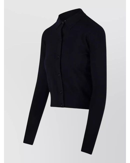 Max Mara Blue Ribbed Slim-Fit Wool Cardigan