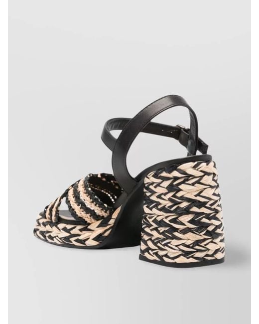 Castaner Metallic Interwoven Block Heel Sandals