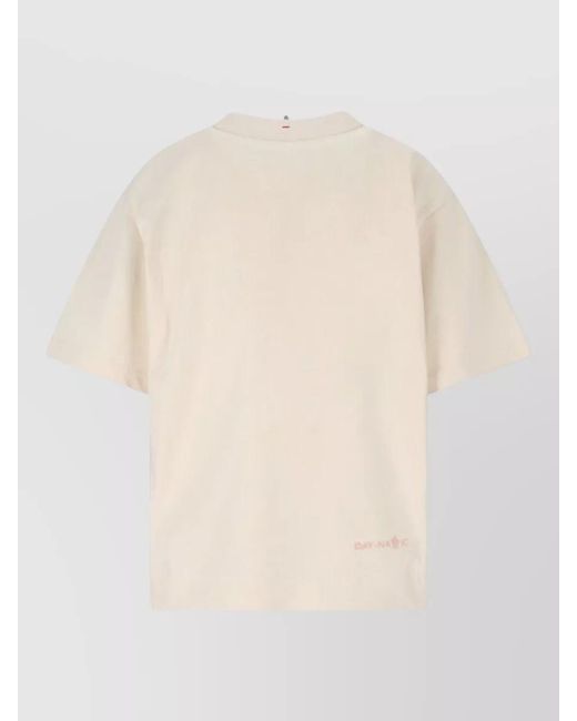 Moncler Natural Cotton Logo-Embroidered T-Shirt