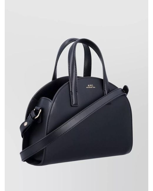 A.P.C. Blue Demi-Lune Small Leather Cross-Body Bag